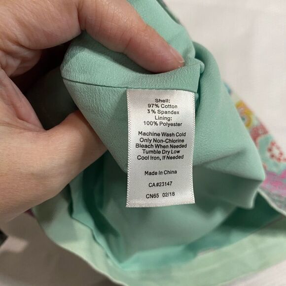 Talbots Turquoise Pink Print Pattern Lined Skirt - Picture 6 of 6